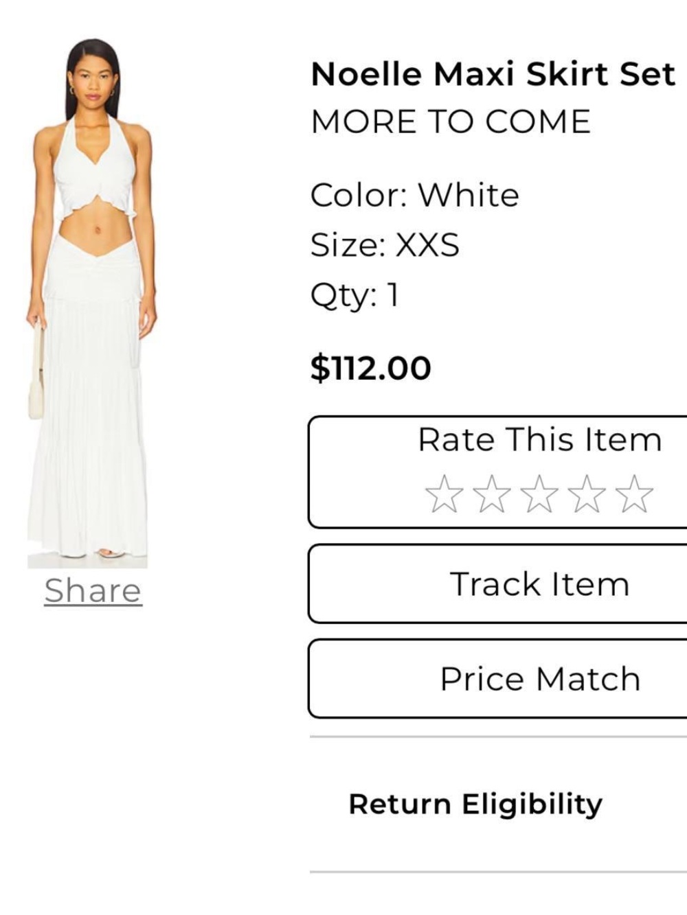 Noelle White Maxi Skirt Set by